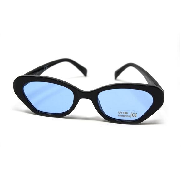 Black Frame Blue Lens Sunglasses Roadster Road Rally in Retro Shades - Hey Viv - Picture 2 of 3